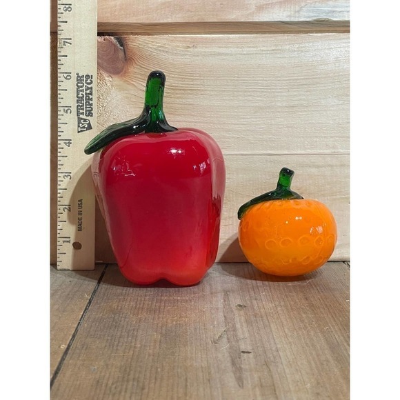 Faux Glass Fruit Decor. Apple and Orange Kitchen Decor. - Picture 4 of 4